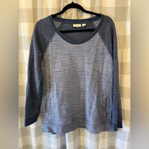 L.L. Bean Two-Tone Blue Scoop Neck Pullover Sweater